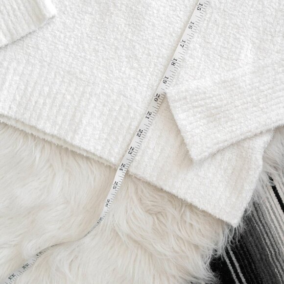 VINCE ITALIAN YARN WHITE TEXTURED TUNIC VNECK SWEATER SZ XS - Picture 7 of 10